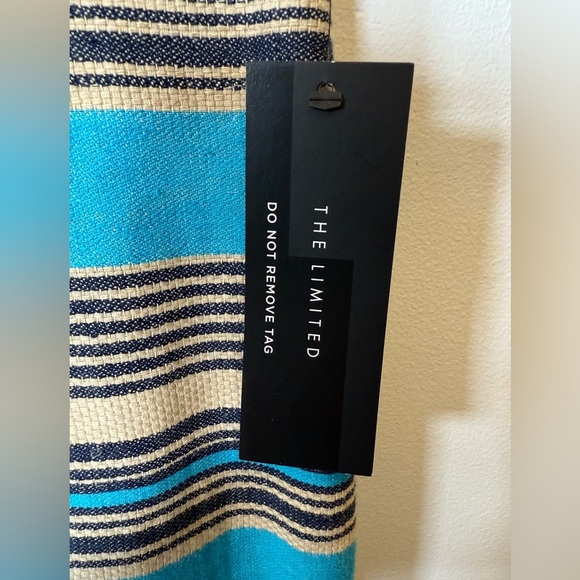 The Limited Blue And Tan Striped Sleeveless Linen Cotton Blend Dress Size 10 - Picture 10 of 12